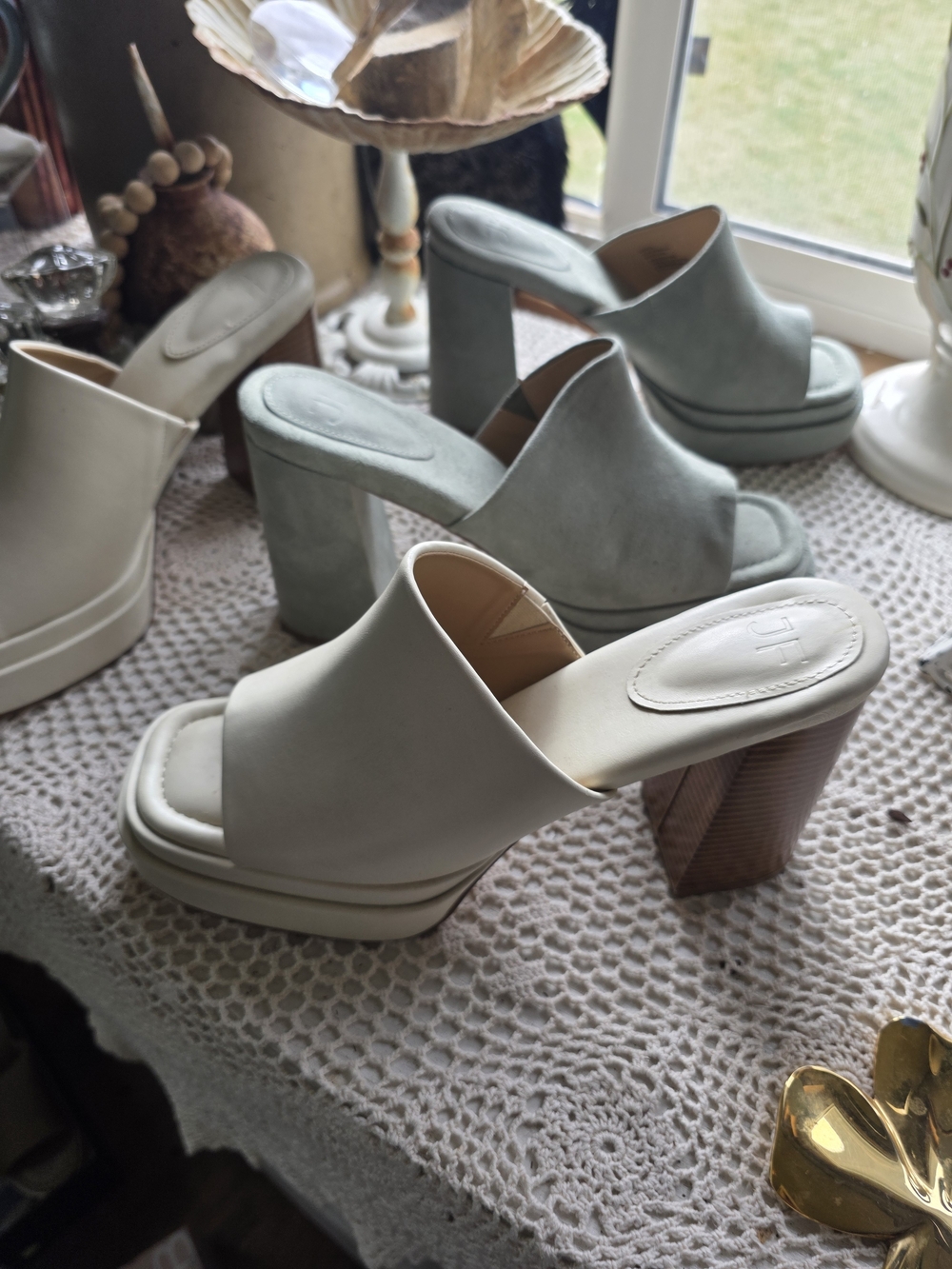 Women’s Off White Platform Mule Heel - Classic Slide Sandal